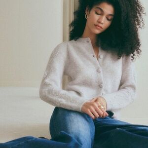 Sezane Gino Cardigan Pearl Grey - Size S